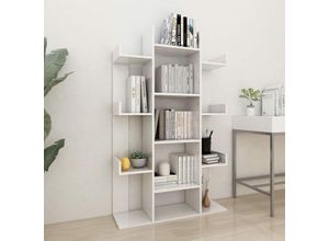 8720286645864 - Bonnevie - Bücherregal Hochglanz-Weiß 86x255x140 cm Holzwerkstoff vidaXL16743