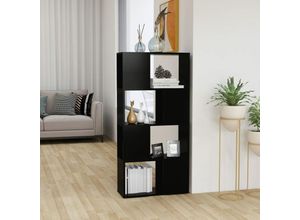 8720286650370 - Bonnevie - Bücherregal RaumteilerStandregal Schwarz 60x24x1245 cm Holzwerkstoff vidaXL