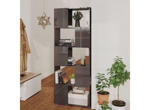 8720286650530 - Bonnevie - Bücherregal RaumteilerStandregal Hochglanz-Grau 60x24x155 cm vidaXL