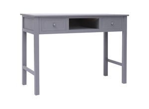 8720286654705 - Bonnevie - ComputertischSchreibtisch Grau 108x45x76 cm Massivholz Paulownia vidaXL