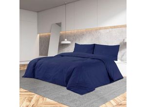 8720286656303 - Bonnevie - Bettwäsche-Set Marineblau 200x220 cm Leichte Mikrofaser vidaXL56185