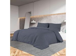 8720286657096 - Bonnevie - Bettwäsche-Set Anthrazit 200x200 cm Baumwolle vidaXL715852