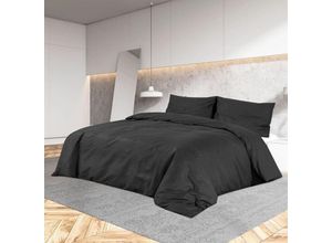 8720286657355 - Bonnevie - Bettwäsche-Set Schwarz 200x200 cm Baumwolle vidaXL