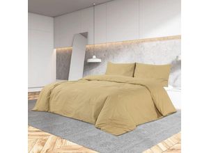 8720286657485 - Bonnevie - Bettwäsche-Set Taupe 200x200 cm Baumwolle vidaXL