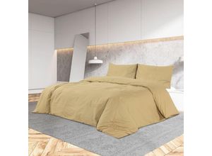 8720286657522 - Bonnevie - Bettwäsche-Set Taupe 220x240 cm Baumwolle vidaXL