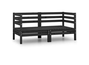 8720286659007 - Garten-Ecksofas 2 Stk Schwarz Massivholz Kiefer vidaXL - Schwarz