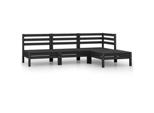 8720286659359 - 4-tlg Garten-Lounge-Set，Gartenmöbel-Set Massivholz Kiefer Schwarz vidaXL