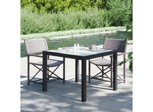 8720286666340 - Bonnevie - GartentischTerrassentisch 90x90x75 cm Gehärtetes Glas Poly Rattan Schwarz vidaXL