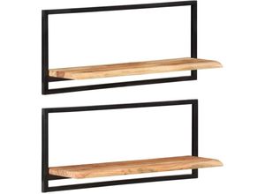 8720286672150 - Bonnevie - Wandregale 2 Stk Wandboard 80x25x35 cm Massivholz Akazie und Stahl vidaXL