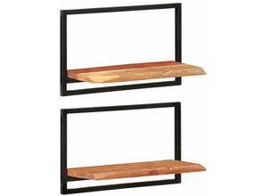 8720286672167 - Bonnevie - Wandregale 2 Stk Wandboard 60x25x35 cm Massivholz Akazie und Stahl vidaXL