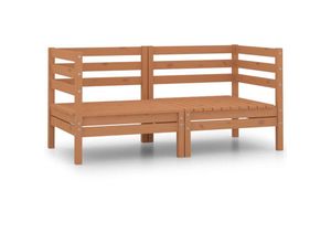 8720286682722 - Bonnevie - 2-Sitzer-GartensofaLounge-Sofa Honigbraun Massivholz Kiefer vidaXL