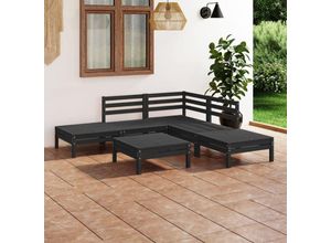 8720286685280 - 6-tlg Garten-Lounge-Set，Gartenmöbel-Set Massivholz Kiefer Schwarz vidaXL