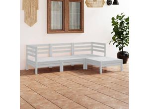 8720286685501 - Bonnevie - 4-tlg Garten-Lounge-SetGartenmöbel-Set Massivholz Kiefer Weiß vidaXL