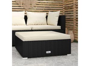 8720286697528 - Bonnevie - Garten-FußhockerOutdoor-Fußhocker mit Kissen Schwarz 70x70x30 cm Poly Rattan vidaXL