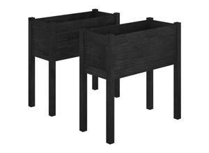 8720286815595 - Bonnevie - Pflanzkübel 2 Stk Blumenkasten Schwarz 70x31x70 cm Massivholz Kiefer vidaXL