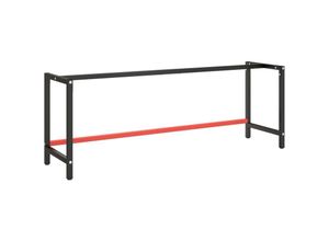 8720286816448 - Vidaxl - Werkbankgestell Mattschwarz und Mattrot 220x57x79 cm Metall Schwarz