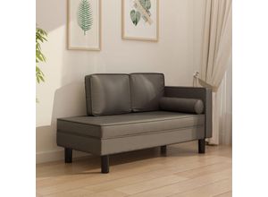 8720286826577 - Bonnevie - Chaiselongue mit Kissen und Nackenrolle Grau Kunstleder vidaXL280896