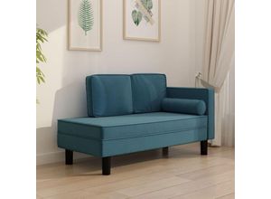 8720286826614 - Bonnevie - Chaiselongue mit Kissen und Nackenrolle Blau Samt vidaXL179058