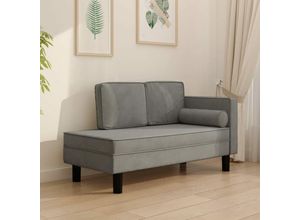 8720286826621 - Bonnevie - Chaiselongue mit Kissen und Nackenrolle Hellgrau Samt vidaXL810538