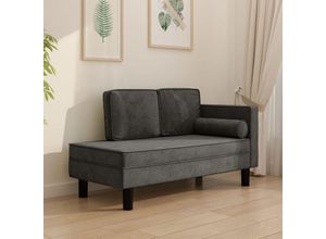 8720286826638 - Bonnevie - Chaiselongue mit Kissen und Nackenrolle Dunkelgrau Samt vidaXL847432