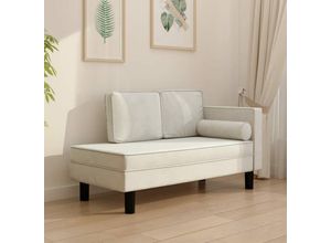 8720286826713 - Chaiselongue mit Kissen und Nackenrolle Creme Samt vidaXL - Creme