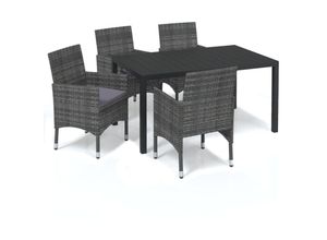 8720286829875 - Vidaxl - 5-tlg Garten-Essgruppe mit Kissen Poly Rattan Grau