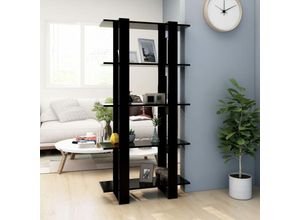 8720286842720 - Bonnevie - Bücherregal RaumteilerBücherschrank Schwarz 80x30x160 cm Holzwerkstoff vidaXL