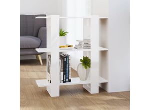 8720286842850 - Bonnevie - Bücherregal RaumteilerBücherschrank Hochglanz-Weiß 80x30x87 cm vidaXL