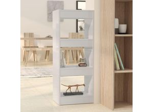 8720286843000 - Bonnevie - Bücherregal RaumteilerBücherschrank Hochglanz-Weiß 40x30x103cm Holzwerkstoff vidaXL