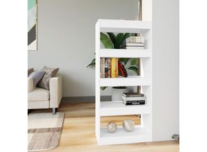 8720286843260 - Bonnevie - Bücherregal RaumteilerBücherschrank Weiß 60x30x135 cm Holzwerkstoff vidaXL