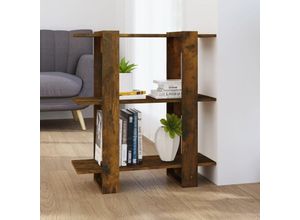 8720286844090 - Bonnevie - Bücherregal RaumteilerBücherschrank Räuchereiche 80x30x87 cm vidaXL