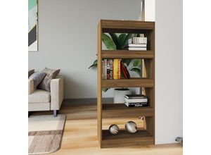 8720286844380 - Bonnevie - Bücherregal RaumteilerBücherschrank Braun Eichen-Optik Holzwerkstoff vidaXL