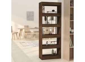 8720286844410 - Bonnevie - Bücherregal RaumteilerBücherschrank Braun Eiche 60x30x166 cm Holzwerkstoff vidaXL