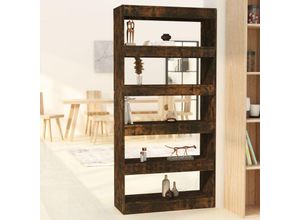 8720286844540 - Bonnevie - Bücherregal RaumteilerBücherschrank Räuchereiche 80x30x166 cm Holzwerkstoff vidaXL