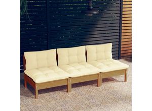 8720286859384 - Bonnevie - 3-Sitzer-GartensofaLounge-Sofa mit Creme Kissen Massivholz Kiefer vidaXL