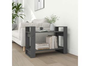 8720286905340 - Bonnevie - Bücherregal RaumteilerBücherschrank Grau 80x35x565 cm Massivholz Kiefer vidaXL