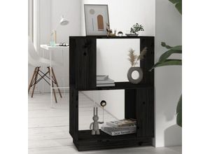 8720286905760 - Bonnevie - Bücherregal RaumteilerBücherschrank Schwarz 51x25x70 cm Massivholz Kiefer vidaXL