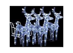 8720286943397 - Vidaxl - Weihnachtsdekoration Rentiere mit Schlitten 240 LEDs Acryl Kaltweiß