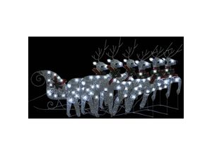 8720286943502 - Riceel - vidaXL Rentier mit Schlitten Weihnachtsdekoration 140 LEDs Silbern