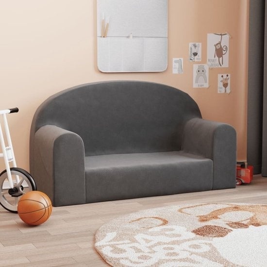 8720286943953 - Kindersofa 2-Sitzer，Kindersessel Anthrazit Weich Plüsch vidaXL