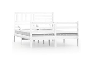 8720286960516 - MassivholzbettSchlafzimmerbettDoppelbett Weiß 135x190 cm vidaXL