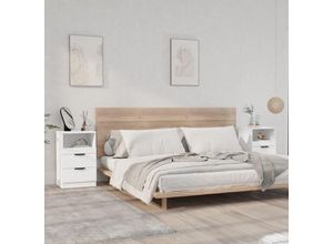 8720286965290 - Bonnevie - 2er-Set NachttischeBeistelltische Weiß Holzwerkstoff vidaXL