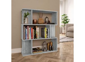 8720286975060 - Bonnevie - Bücherregal RaumteilerBücherschrank Grau Sonoma 80x24x96 cm Holzwerkstoff vidaXL