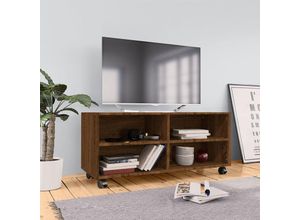 8720286975190 - Bonnevie - TV-Schrank mit Rollen Braun Eiche 90x35x35 cm Holzwerkstoff vidaXL203224