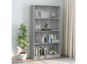 8720286976050 - Bonnevie - BücherregalStandregal 4 Fächer Grau Sonoma 80x24x142 cm Holzwerkstoff vidaXL