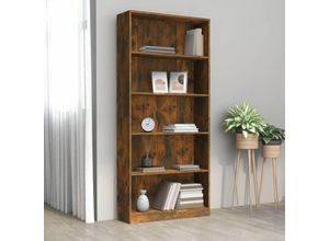 8720286976074 - Bonnevie - Bücherregal 5 Fächer Räuchereiche 80x24x175 cm Holzwerkstoff vidaXL253995