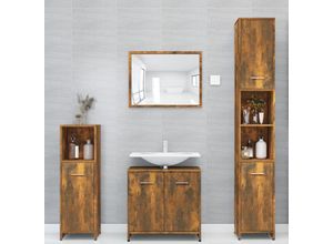 8720286976852 - Bonnevie - BadezimmerschrankBadschrank Räuchereiche 30x30x1835 cm Holzwerkstoff vidaXL