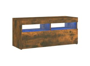 8720286977613 - Bonnevie - TV-SchrankTV-Möbel mit LED-Leuchten Räuchereiche 90x35x40 cm vidaXL