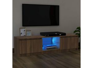 8720286977842 - Bonnevie - TV-SchrankTV-Möbel mit LED-Leuchten Braun Eichen-Optik 140x40x355 cm vidaXL