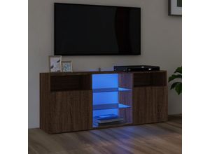 8720286977873 - Bonnevie - TV-SchrankTV-Möbel mit LED-Leuchten Braun Eichen-Optik 120x30x50 cm vidaXL